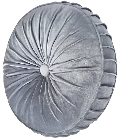 J. Queen New York Dicaprio Button-Tufted Pleated Round Pillow