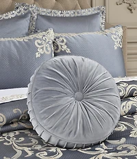 J. Queen New York Dicaprio Button-Tufted Pleated Round Pillow