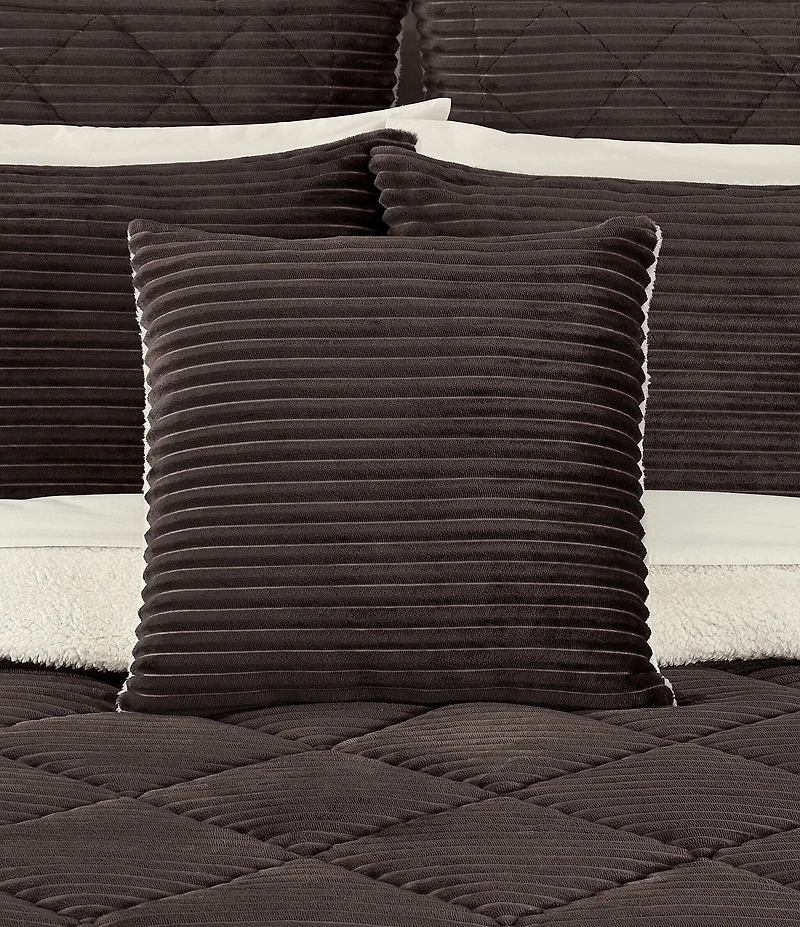 J. Queen New York Everett Ribbed Fleece Reversible Square Throw Pillow