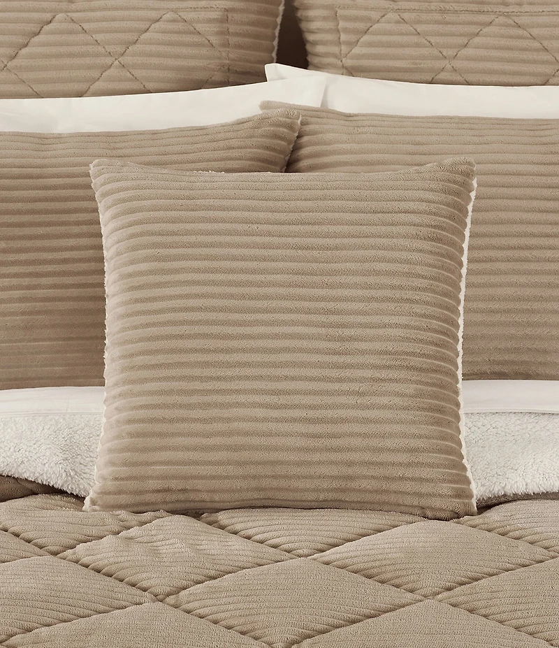 J. Queen New York Everett Ribbed Fleece Reversible Square Throw Pillow
