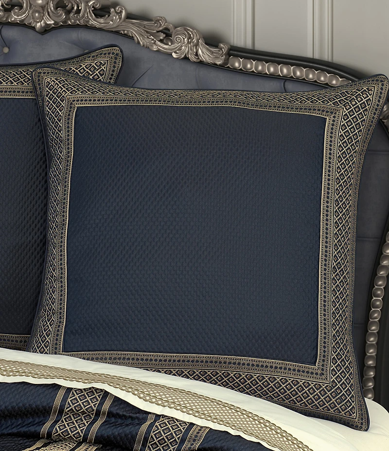 J. Queen New York Excelsior Woven Diamond Embossed Framed Reversible Euro Sham