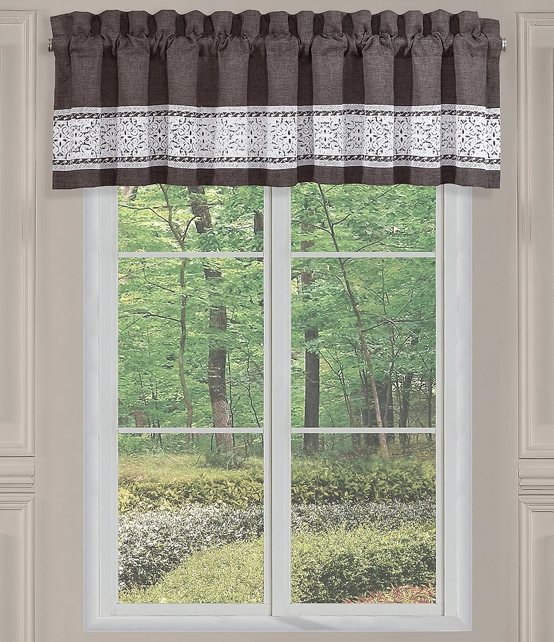 J. Queen New York Flint Linen Texture Embroidered Window Valance