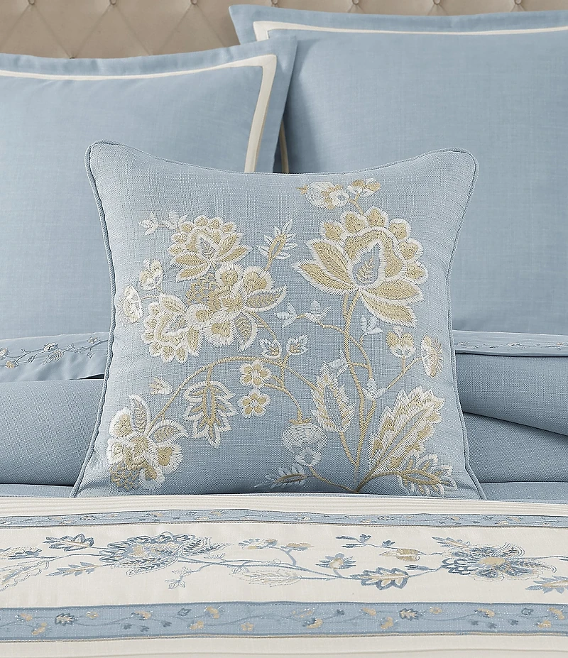 J. Queen New York Garden Bloom Embroidered Decorative Reversible Square Pillow