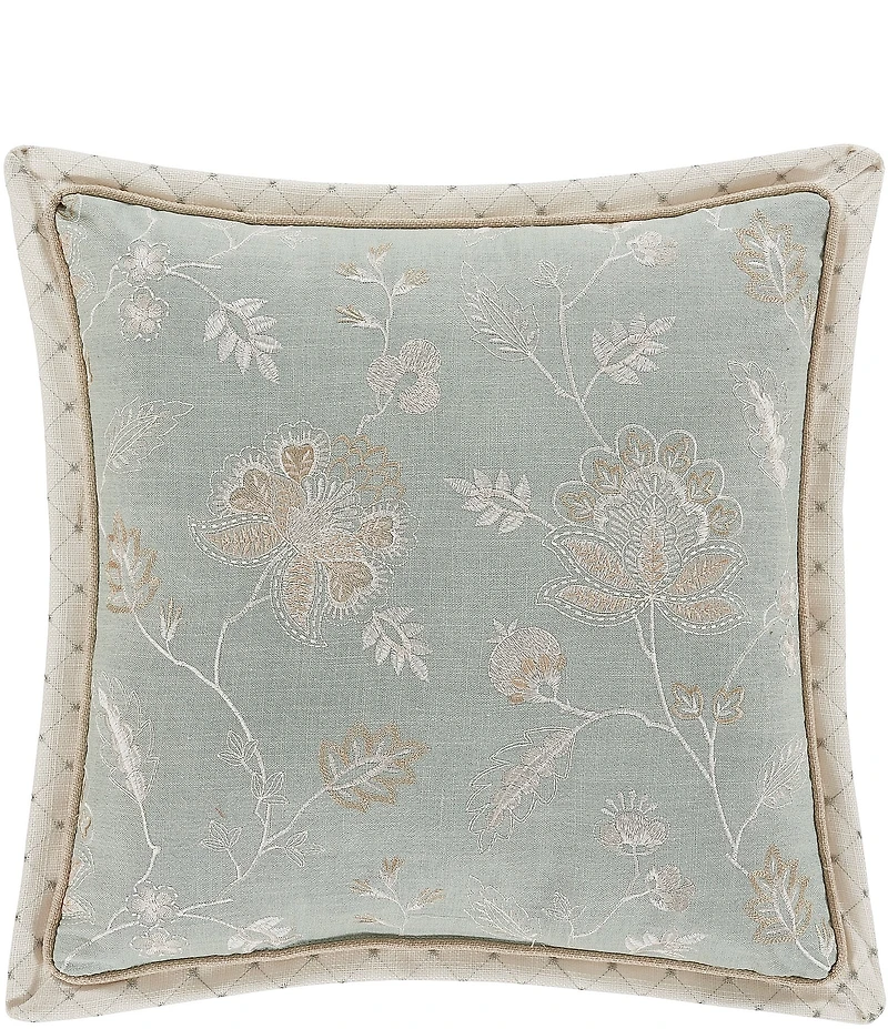 J. Queen New York Garden View Floral Embroidery Square Pillow
