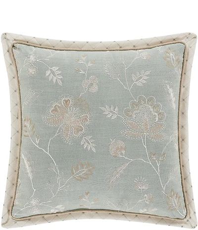 J. Queen New York Garden View Floral Embroidery Square Pillow