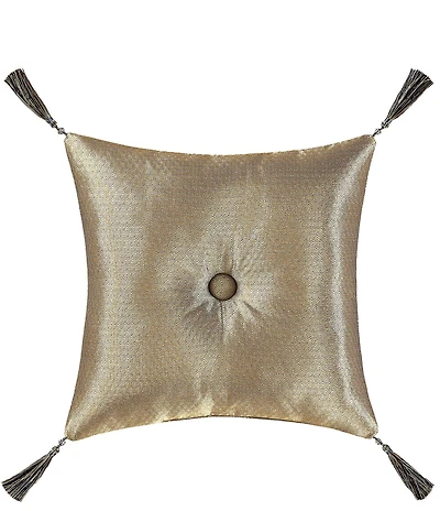 J. Queen New York Glimmerstone Button-Tufted Tasseled 18#double; Square Decorative Pillow