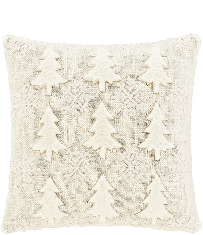 J. Queen New York Holiday Collection All that Glitters Large Scale Faux-Fur Christmas Tree 18#double; Square Pillow