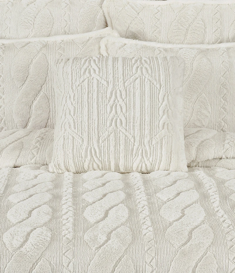 J. Queen New York Holiday Collection Cava Twisted Cable Design Reversible Square Pillow