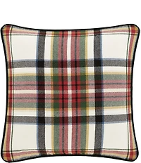 J. Queen New York Holiday Collection Christopher Plaid Pattern Appliqued In The Center Reversible Square Pillow