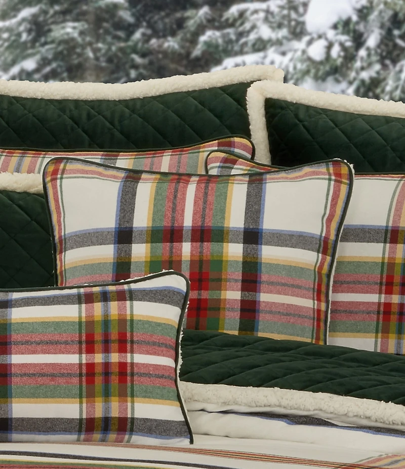 J. Queen New York Holiday Collection Christopher Plaid Pattern Appliqued In The Center Reversible Square Pillow