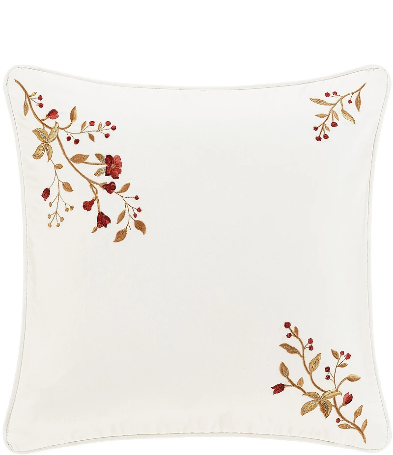 J. Queen New York Holiday Collection Juniper Embroidered -Inch Square Pillow