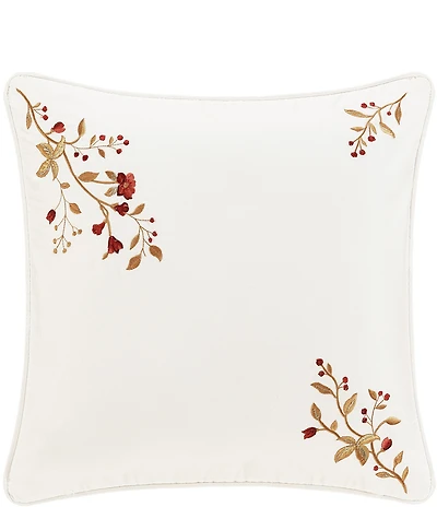 J. Queen New York Holiday Collection Juniper Embroidered -Inch Square Pillow