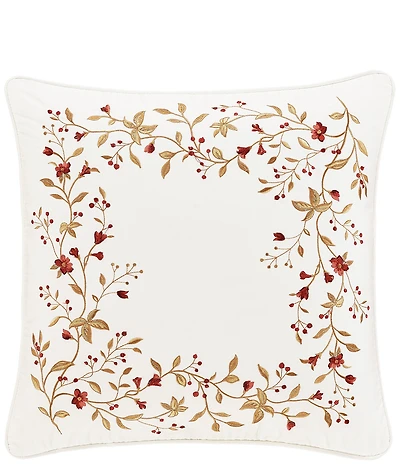 J. Queen New York Holiday Collection Juniper Embroidered 20-Inch Square Pillow
