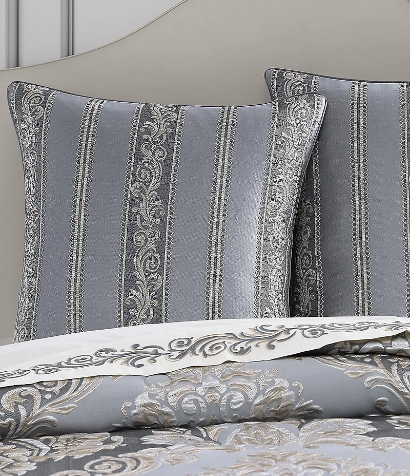 J. Queen New York Krista Woven Damask Striped Reversible Euro Sham
