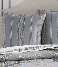 J. Queen New York Krista Woven Damask Striped Reversible Euro Sham