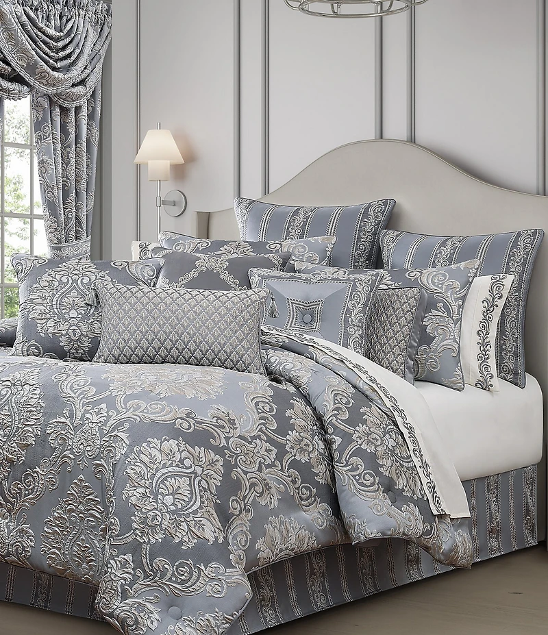 J. Queen New York Krista Woven Damask Striped Reversible Euro Sham