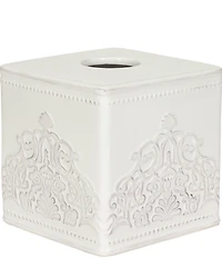 J. Queen New York Lauralynn Embossed Glazed Ceramic Tissue Cover