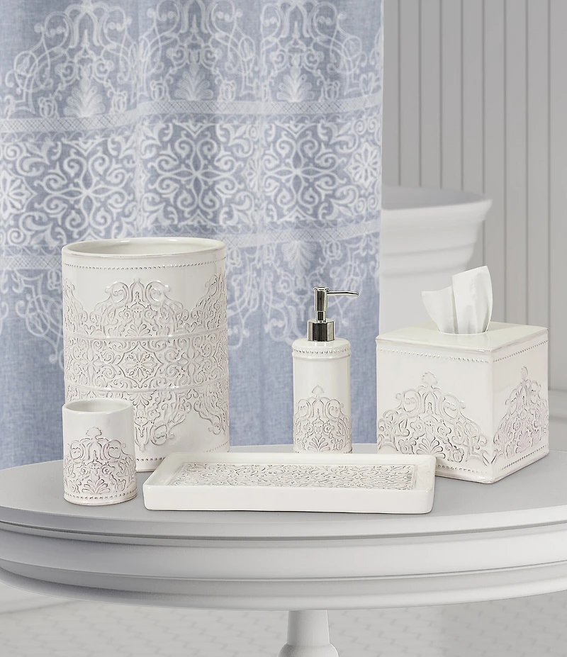 J. Queen New York Lauralynn Embossed Glazed Ceramic Tissue Cover