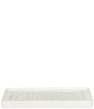 J. Queen New York Lauralynn Embossed Glazed Ceramic Bath Tray