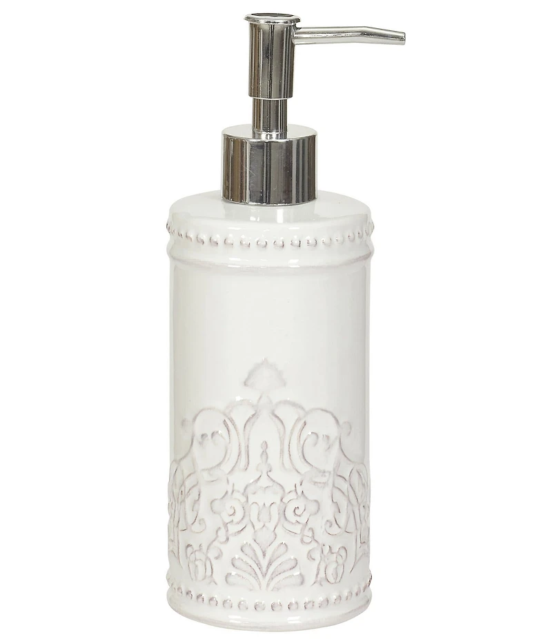 J. Queen New York Lauralynn Embossed Glazed Ceramic Lotion Pump Dispenser