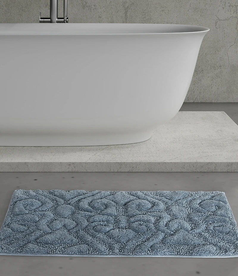 J. Queen New York Lombardi Damask Textured Bath Rug
