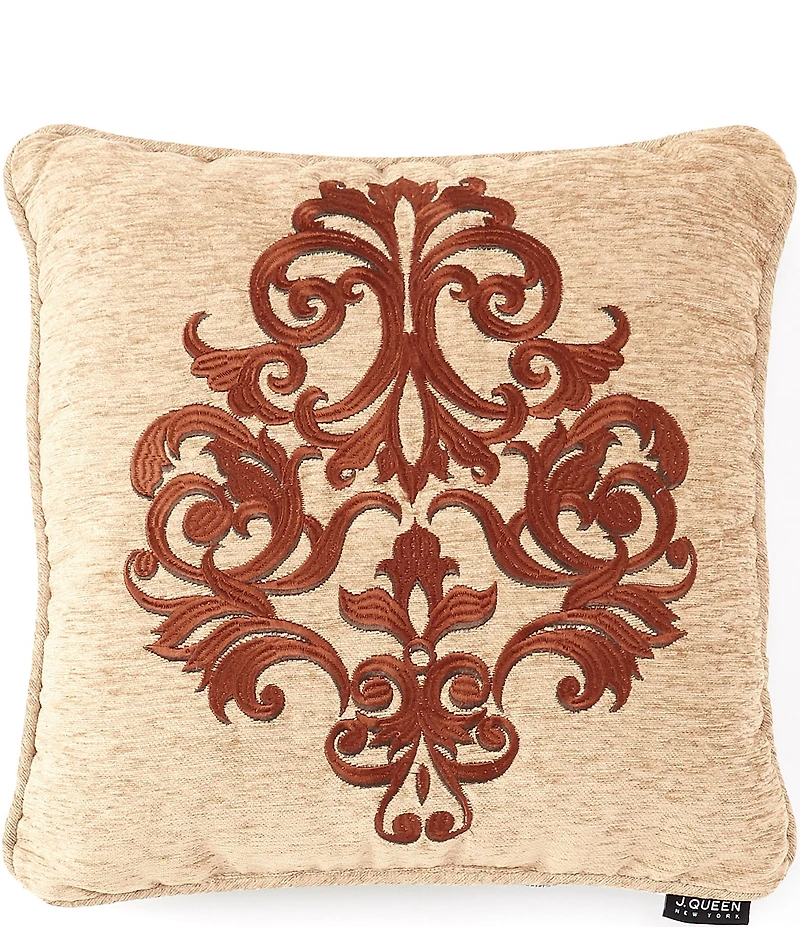 J. Queen New York Luciana Damask Embroidered Square Pillow