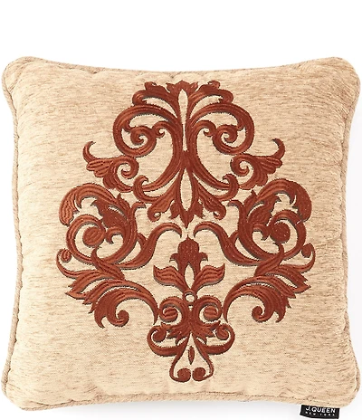 J. Queen New York Luciana Damask Embroidered Square Pillow