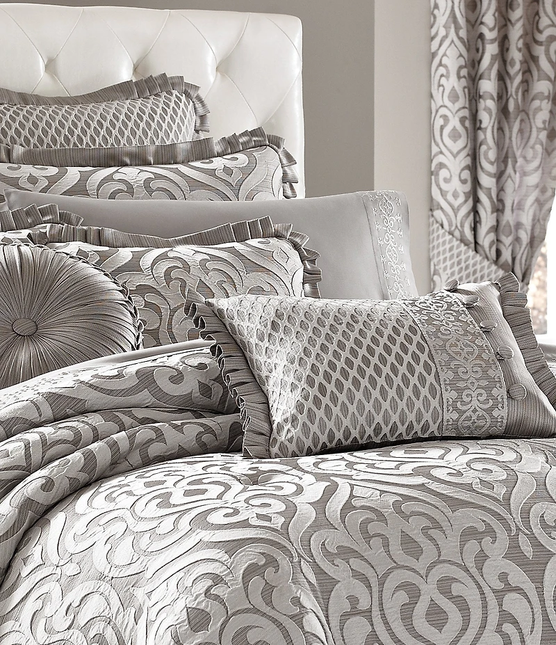 J. Queen New York Luxembourg Silver Boudoir Pillow