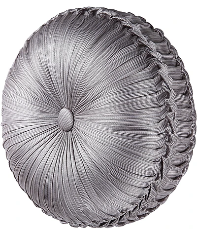 J. Queen New York Luxembourg Silver Tufted Round Pillow