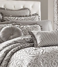 J. Queen New York Luxembourg Silver Tufted Round Pillow