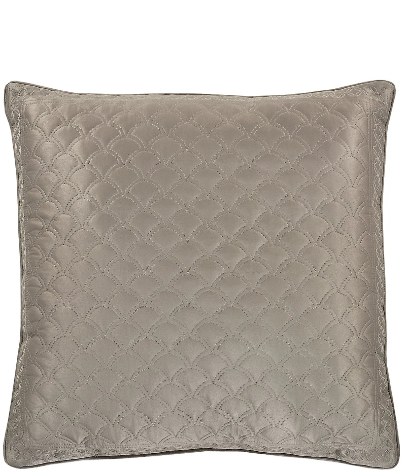 J. Queen New York Lyndon Embroidery Foulard Satin Quilted Square Pillow