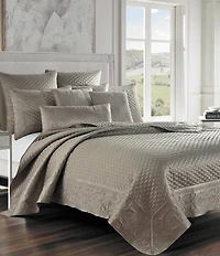 J. Queen New York Lyndon Embroidery Foulard Satin Quilted Square Pillow