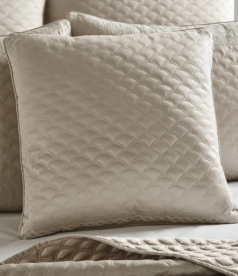 J. Queen New York Lyndon Embroidery Foulard Satin Quilted Square Pillow