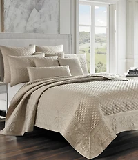 J. Queen New York Lyndon Embroidery Foulard Satin Quilted Square Pillow