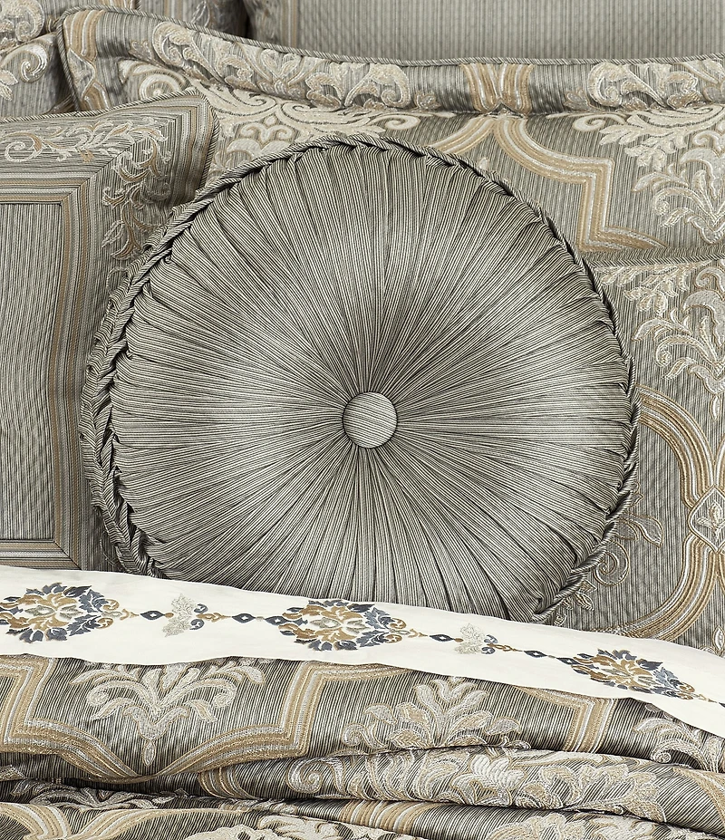 J. Queen New York Martina Button-Tufted Braided Detail Tufted Round Pillow