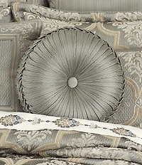 J. Queen New York Martina Button-Tufted Braided Detail Tufted Round Pillow