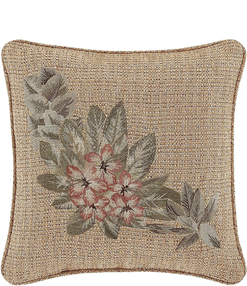 J. Queen New York Martinique Floral Embroidery Square Pillow