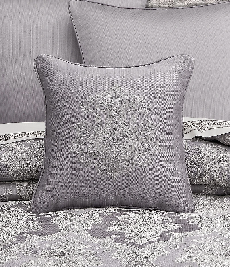 J. Queen New York Mary Woven Damask Embroidered Square Pillow