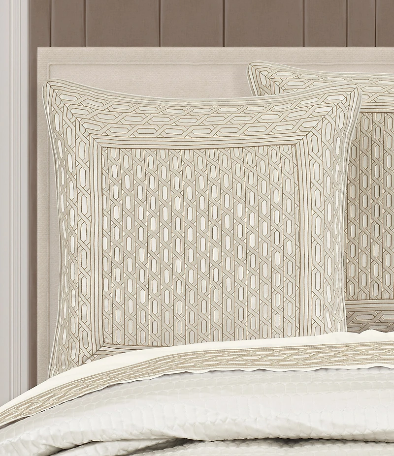 J. Queen New York Metropolitan Woven Geometric Framed Pattern Reversible Euro Sham
