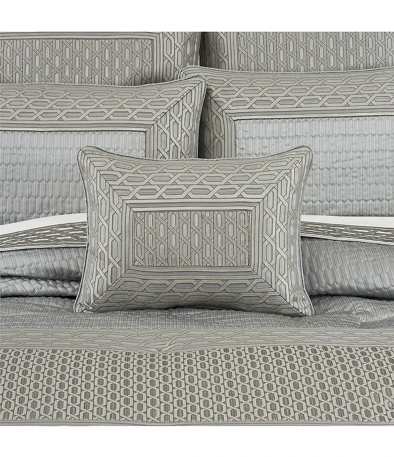 J. Queen New York Metropolitan Woven Geometric Pattern Reversible Boudoir Pillow