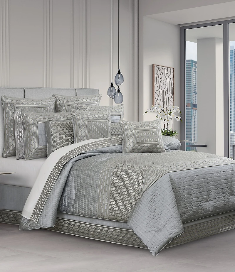 J. Queen New York Metropolitan Woven Geometric Pattern Reversible Boudoir Pillow