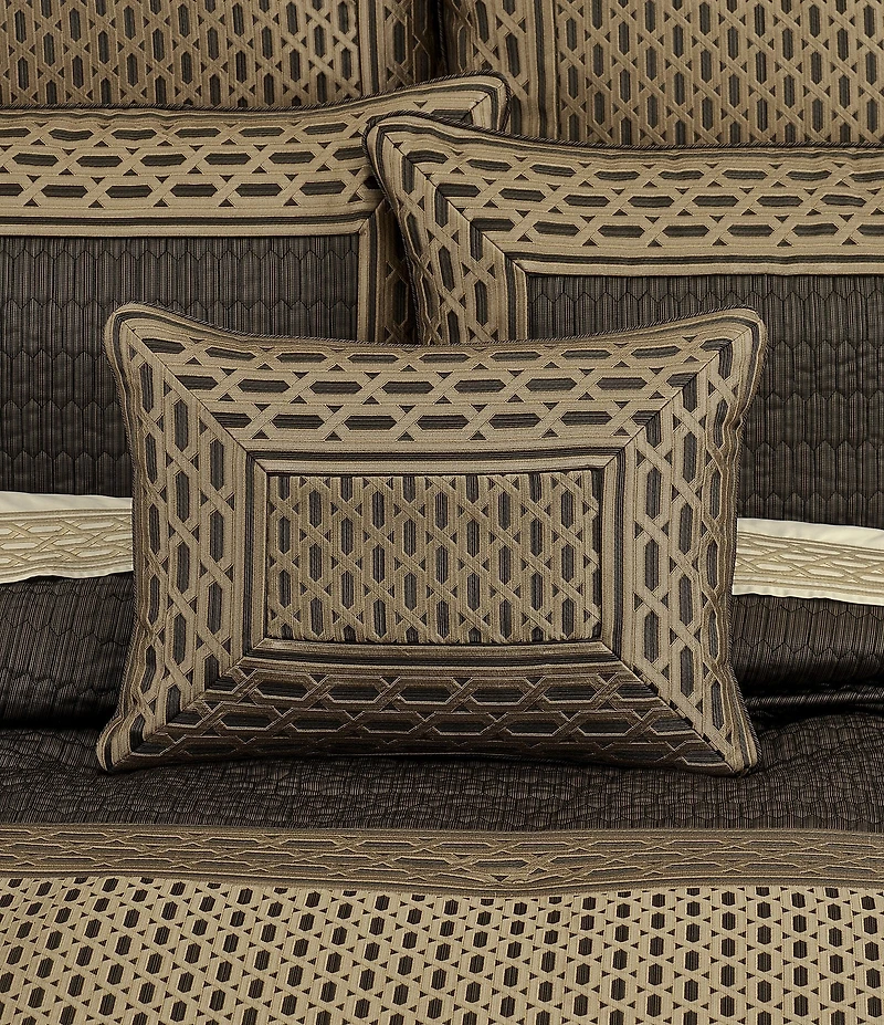J. Queen New York Metropolitan Woven Geometric Pattern Reversible Boudoir Pillow