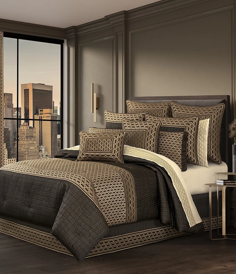 J. Queen New York Metropolitan Woven Geometric Pattern Reversible Boudoir Pillow