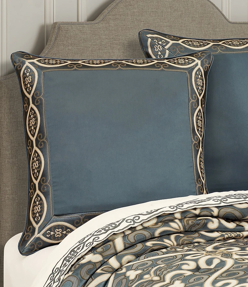 J. Queen New York Monroe Woven Medallion Border Design Reversible Euro Pillow Sham