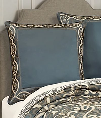 J. Queen New York Monroe Woven Medallion Border Design Reversible Euro Pillow Sham