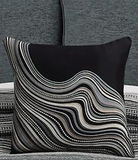 J. Queen New York Parallel Abstract Wave Embroidered Pattern Decorative Square Pillow
