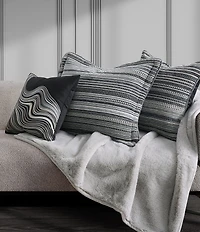 J. Queen New York Parallel Abstract Wave Embroidered Pattern Decorative Square Pillow
