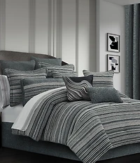 J. Queen New York Parallel Stripe Patterned Decorative Reversible Square Pillow