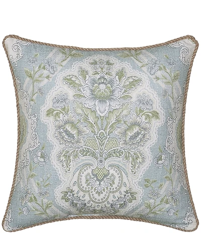 J. Queen New York Pasadena Woven Damask & Jute Twisted Cord Decorative Square Pillow