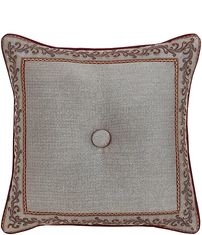 J. Queen New York Phyllis Tufted-Button Woven Border Framed Reversible Decorative Square Pillow